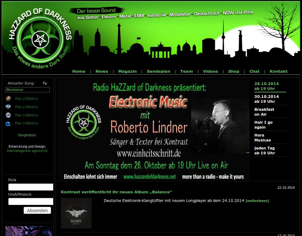 Kontrast Live bei Radio Hazzard of Darkness